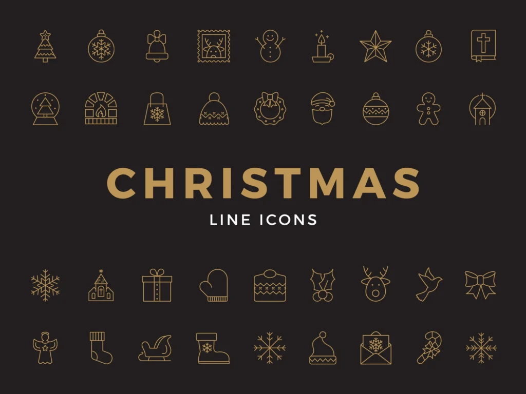 Free Christmas Line Icons Set