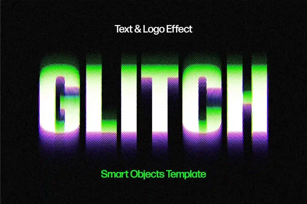 Free Color Glitch Text Effect PSD