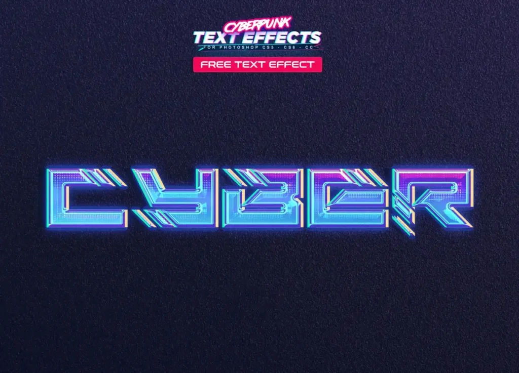 Free Cyberpunk Futuristic Text Effect PSD