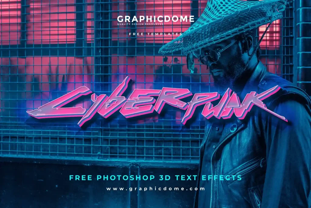 
									Free Cyberpunk Text Effect PSD with Futuristic Style