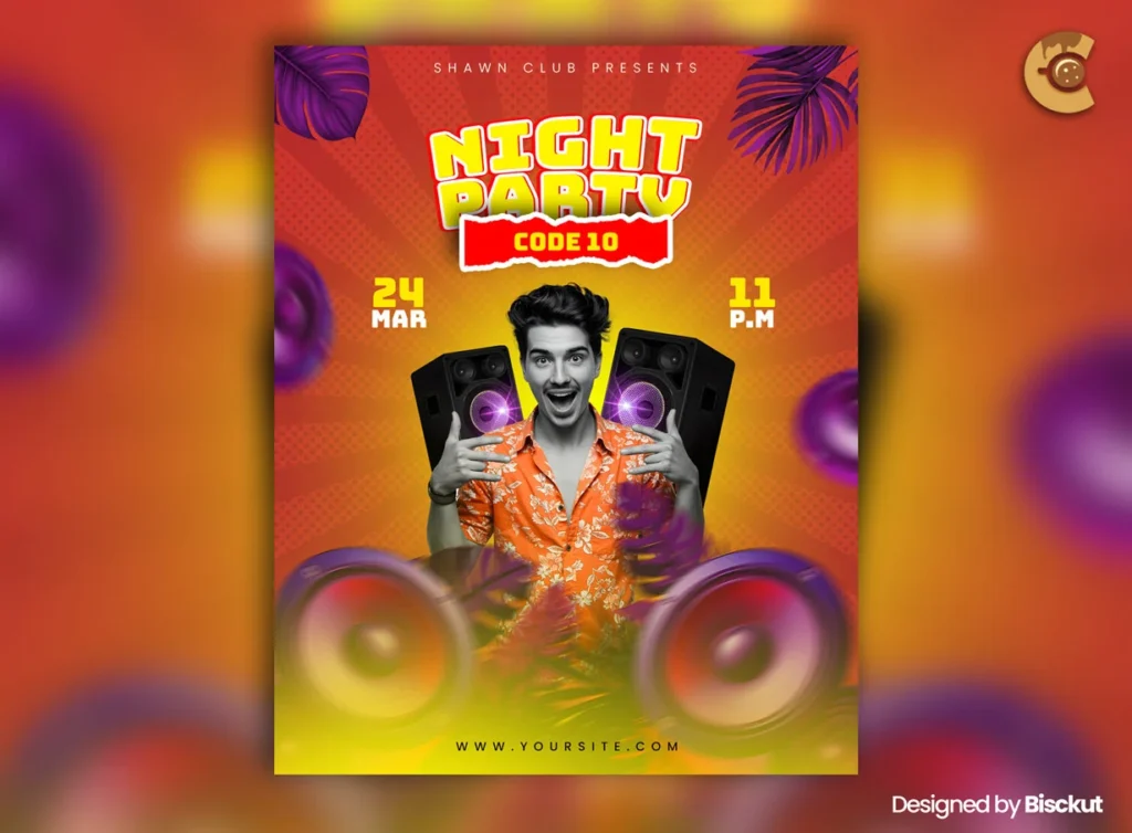 
									Free disco party flyer PSD