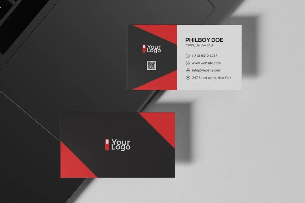 
									Free Luxury Black and Red Business Card Template