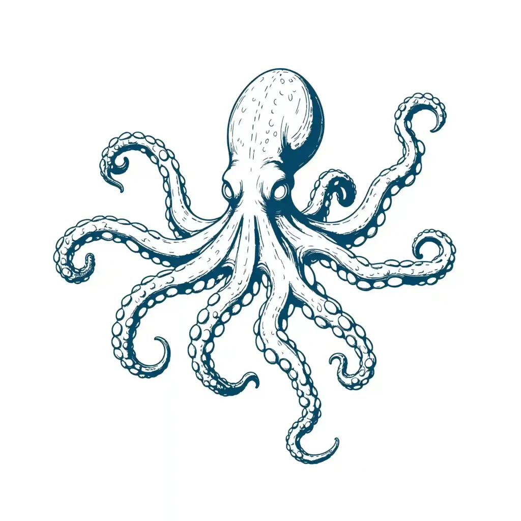 Angry Octopus Line Art – Bold and Unique Illustration