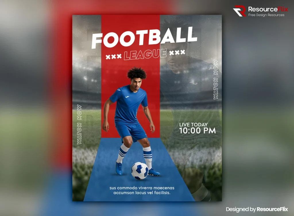 Free Modern Soccer Poster Template PSD