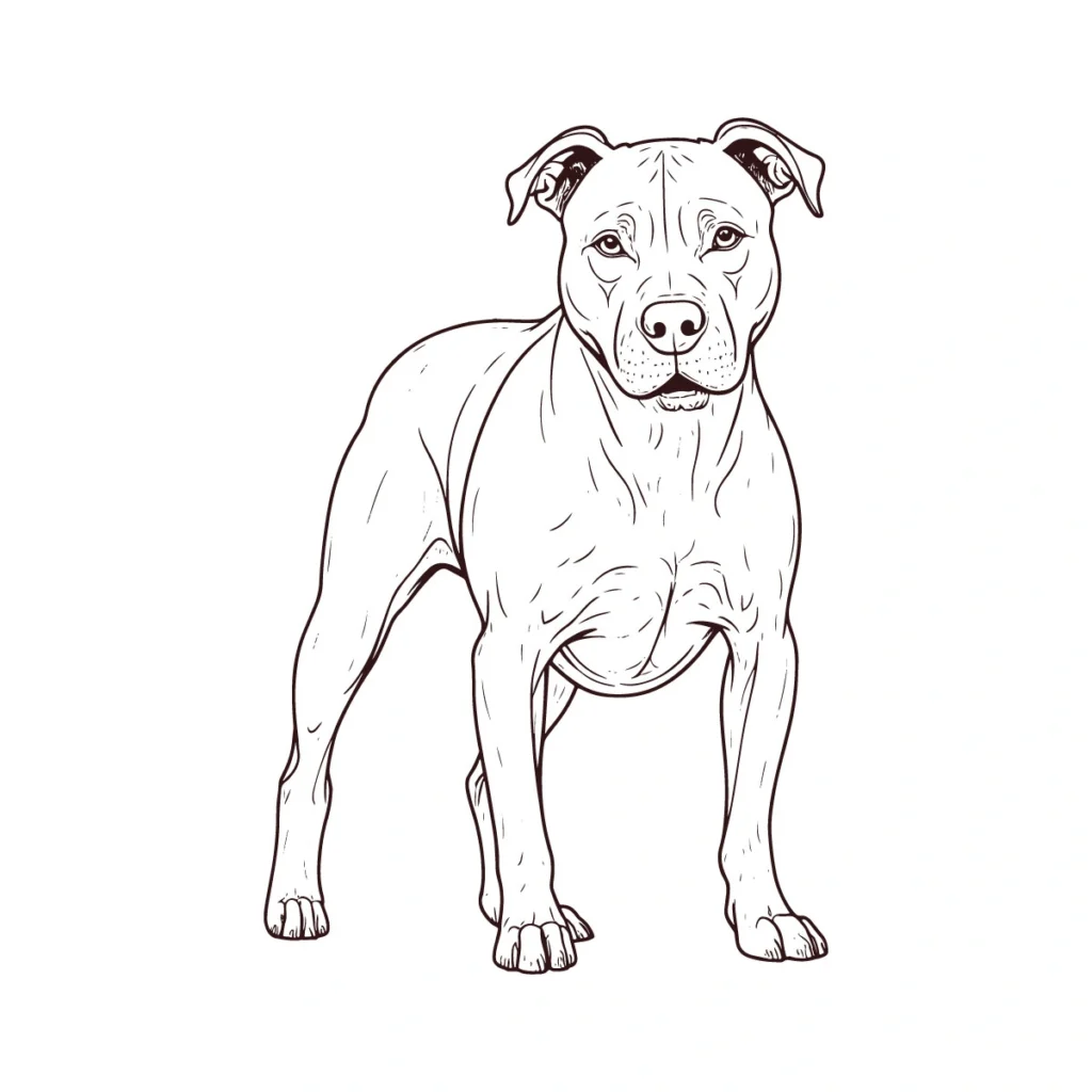 
									Aggressive Pitbull Line art