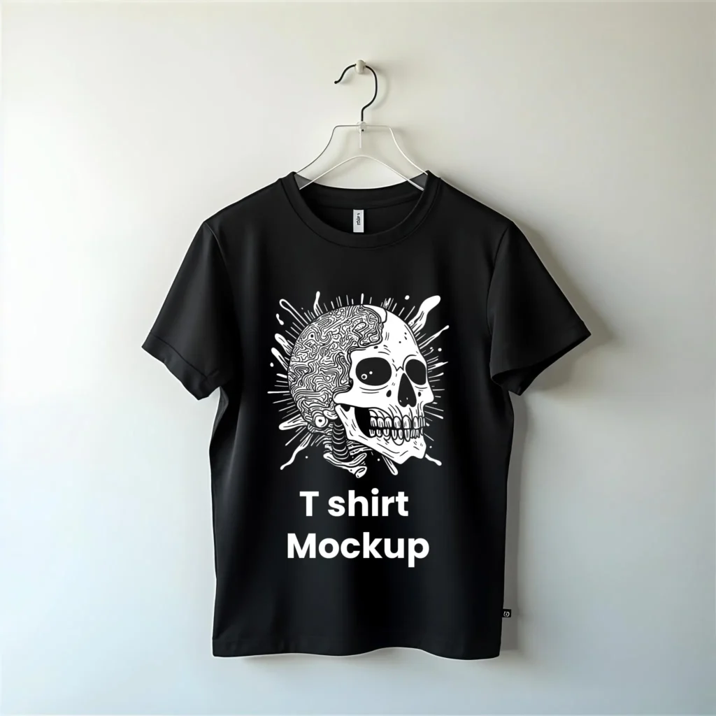 Black T-shirt Mockup on Hangar
