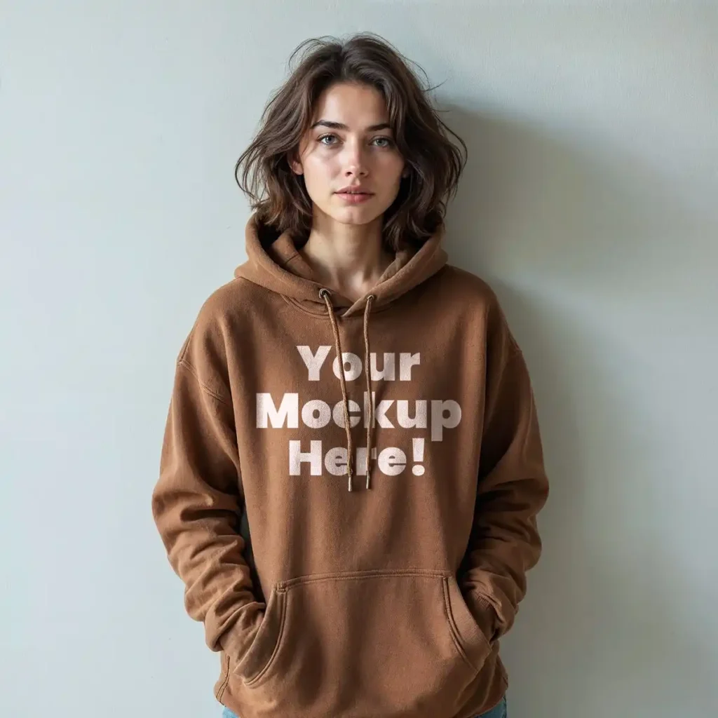 Female Brown Hoodie Mockup