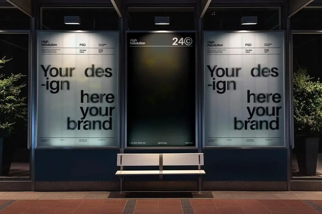 
									Bus Stop Lightbox Billboard Mockup
