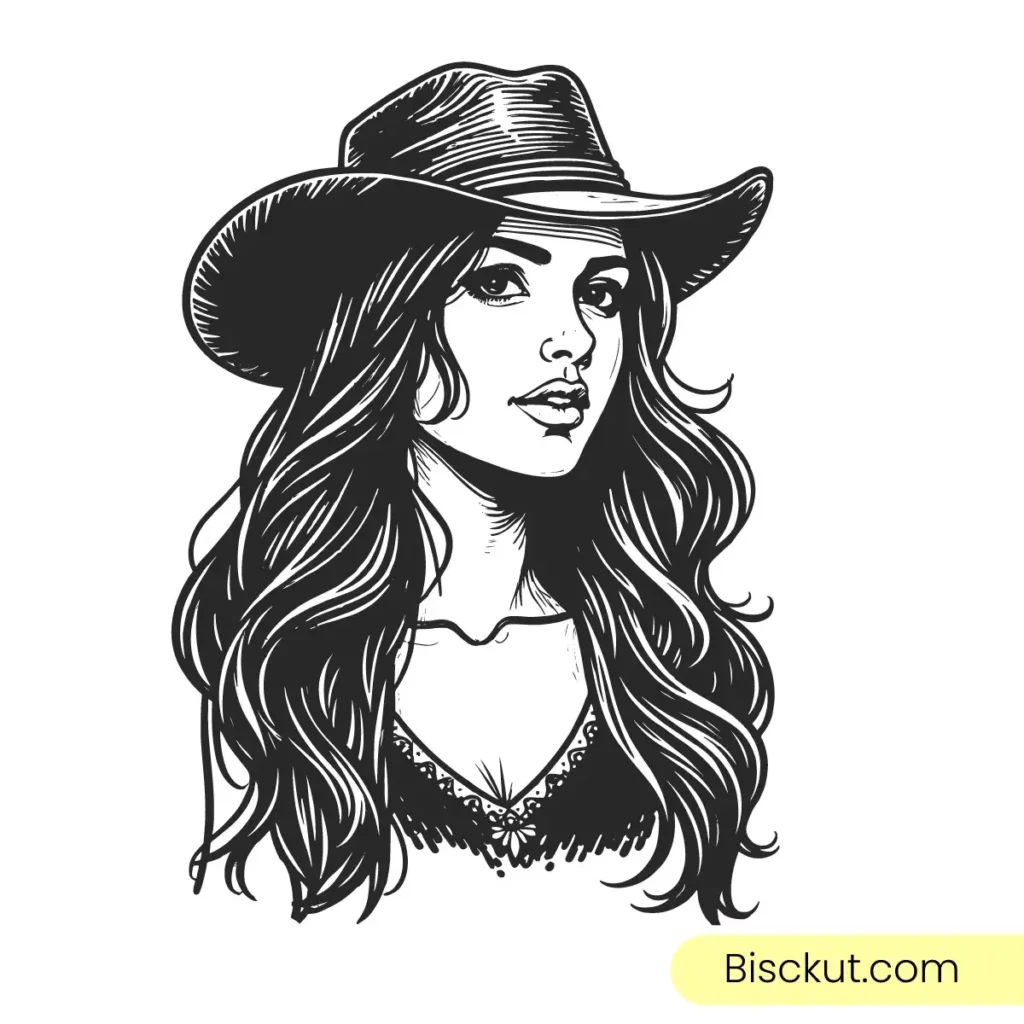 
									Cowgirl Line Art: Western Elegance in Minimalist Design