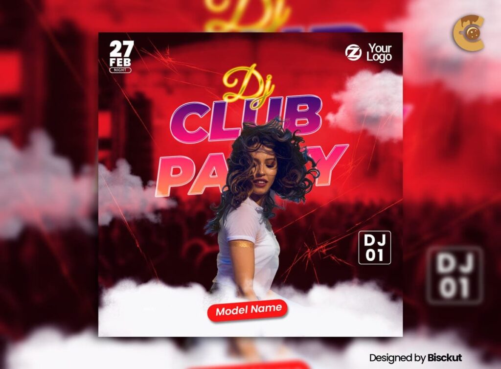 
									Free DJ party club flyer template