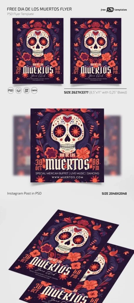 
									Free Día de los Muertos Flyer Template PSD