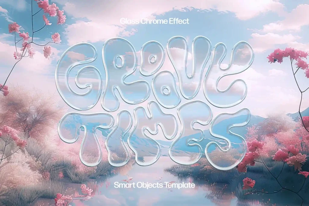 
									Free Glass Chrome Text Effect