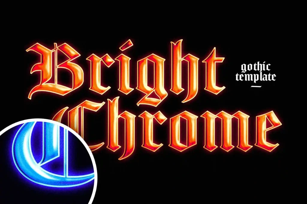 
									Free Gothic Chrome Text Effect