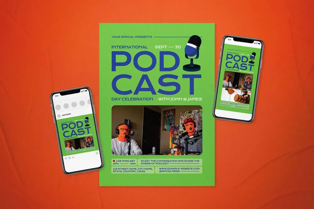 
									Minimal Podcast Flyer Set Template
