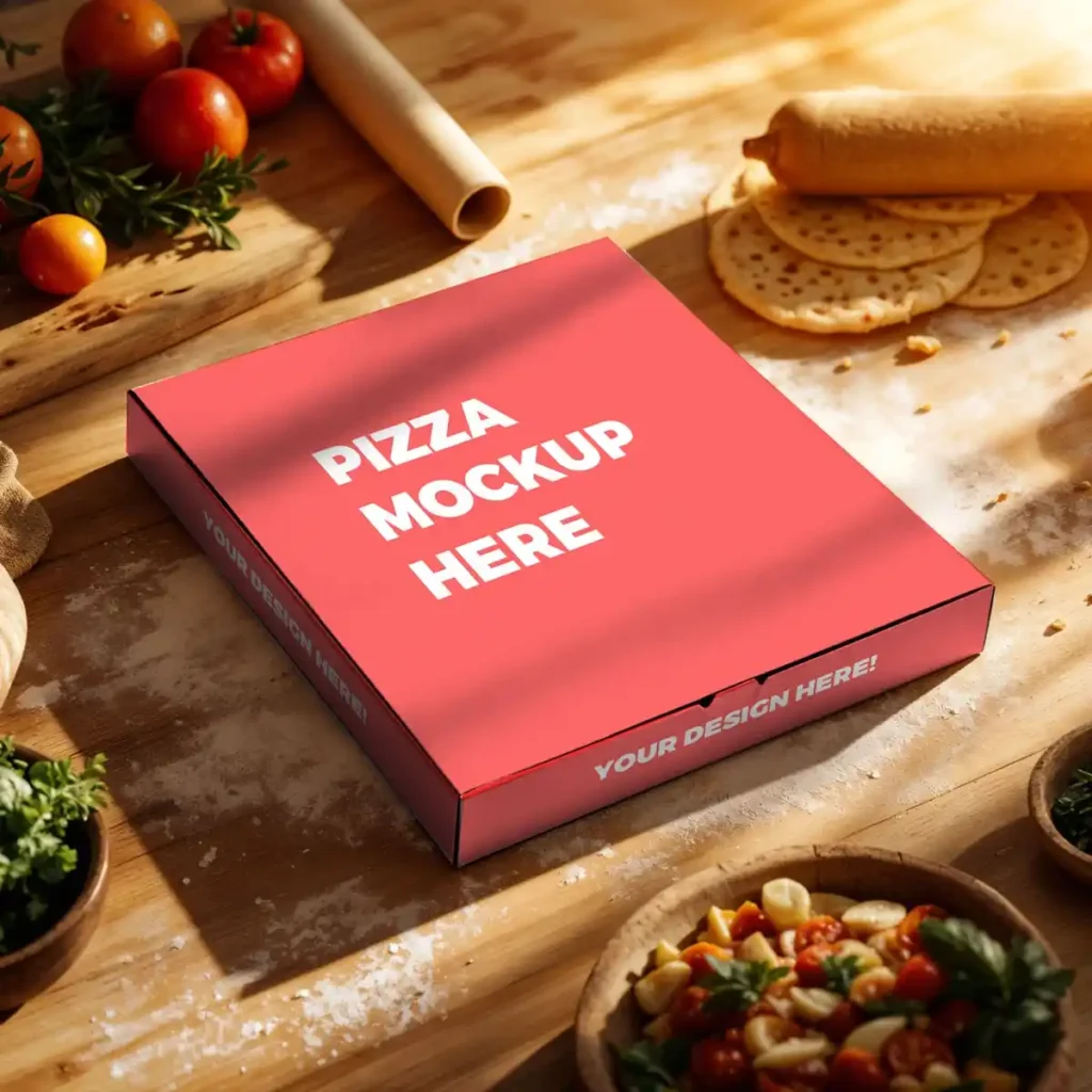 Realistic Pizza box mockup