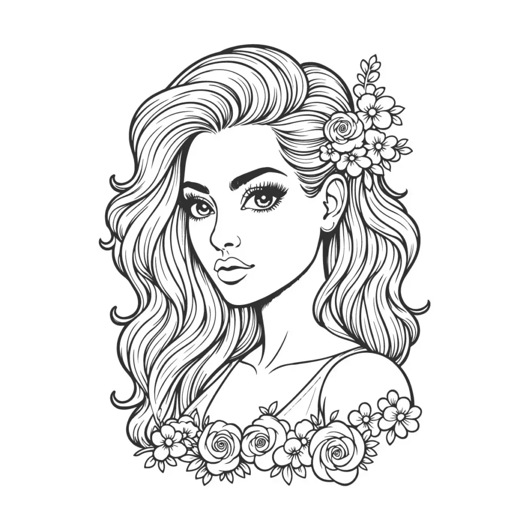 
									Psychedelic Woman Line Art