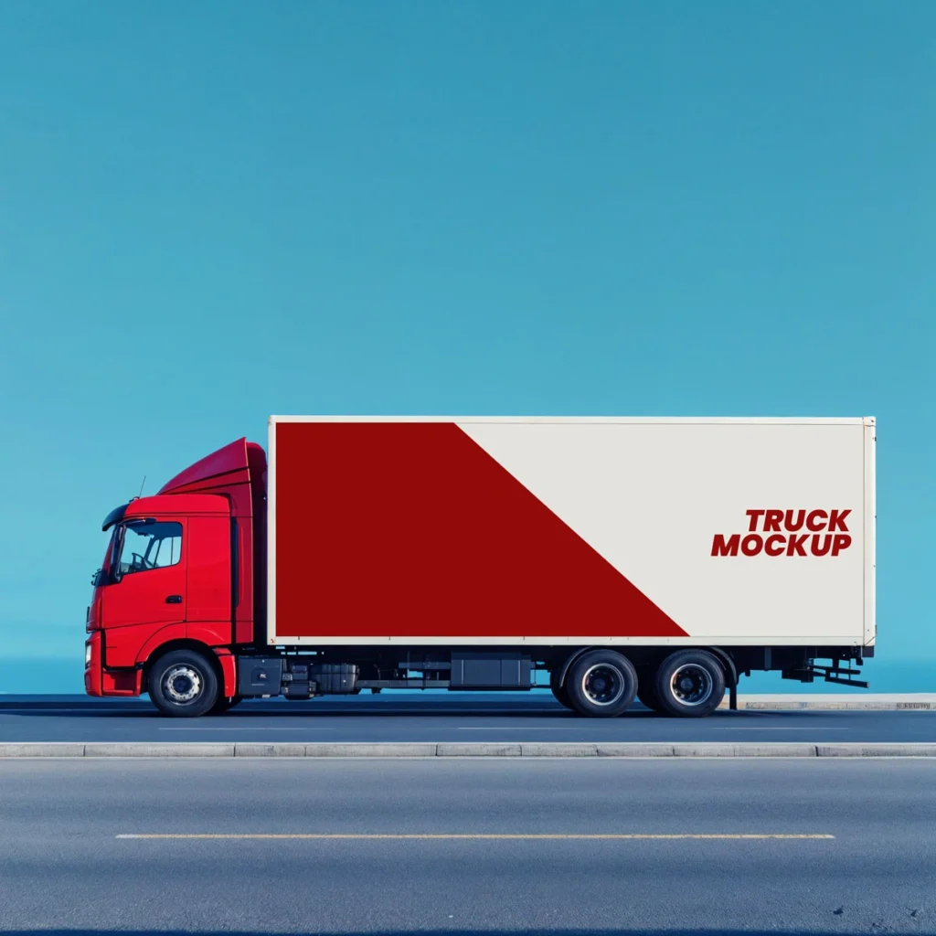 
									Realistic Box Truck Mockup: Showcase Your Branding Designs