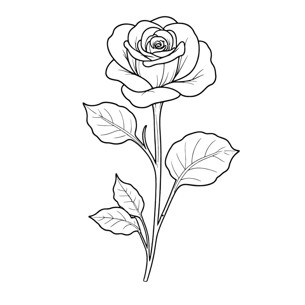 
									Elegant Rose Floral Line Art – AI, EPS, PNG Included