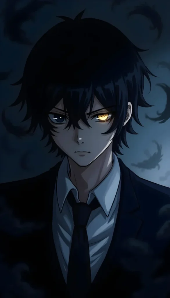 
									Yellow Glowing-Eyed Anime Boy in Abyss Wallpaper