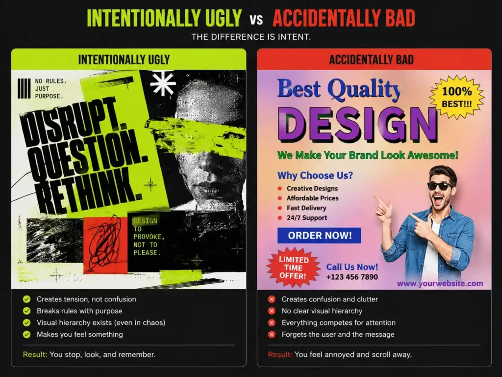 Intentionally Ugly vs Accidentally Bad — There's a Real Difference